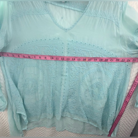 Johnny Was Sky Blue Embroidered Blouse - Picture 5 of 9